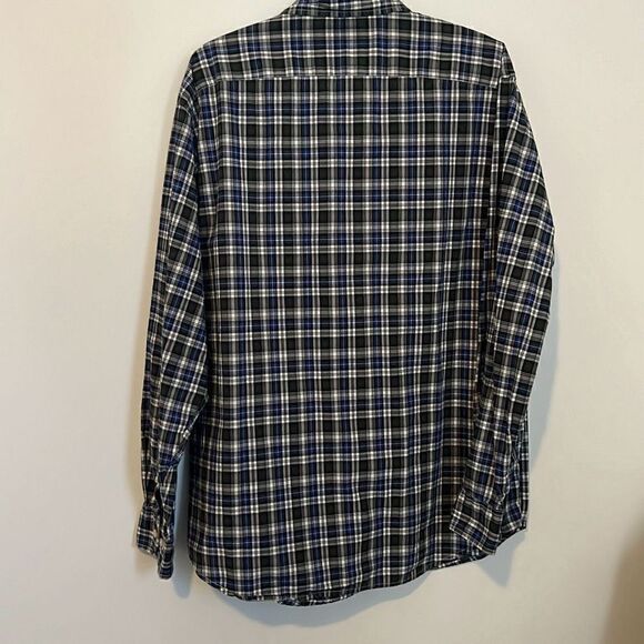 Roundtree & Yorke Casuals Men’s Long Sleeve Plaid Button Down Large Blue Vintage - Picture 5 of 8